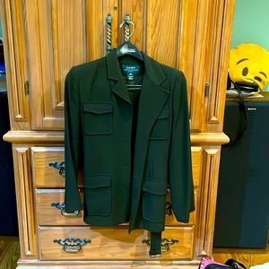 Long, belt waisted fall blazer, petite